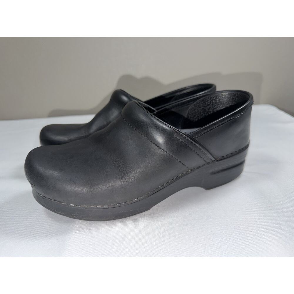 Dansko Black Leather Professional Nursing Comfort Clogs Size 38 / 7.5